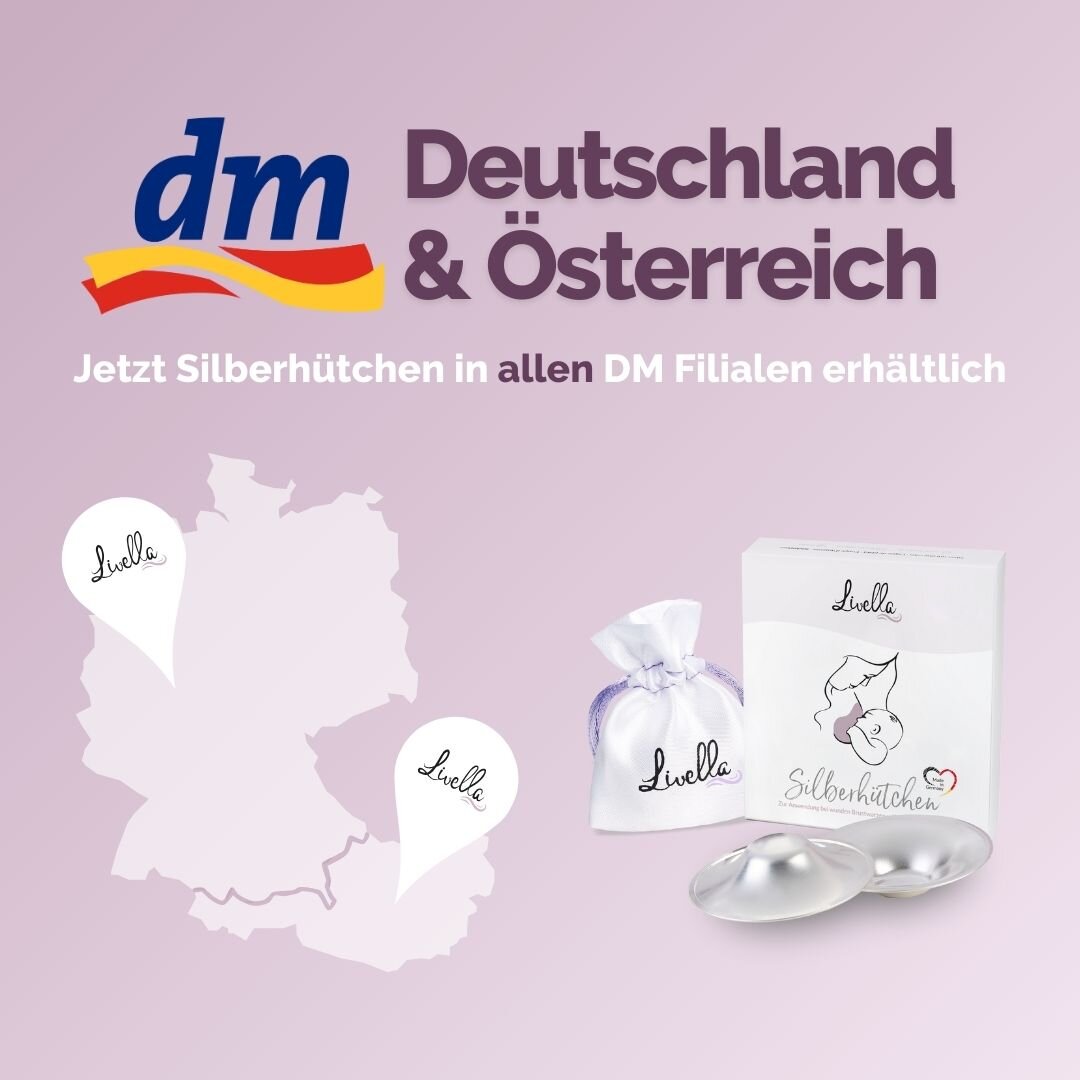 Jetzt Livella Silberhütchen in allen dm-Filialen in Deutschland und Österreich erhältlich - Info-Banner