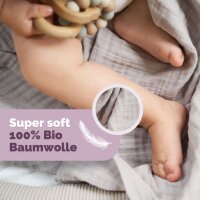 Livella Mulltücher aus 100% Bio-Baumwolle Set 1 - rosa, creme, mint, grau