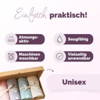 Livella Mulltücher aus 100% Bio-Baumwolle Set 1 - rosa, creme, mint, grau