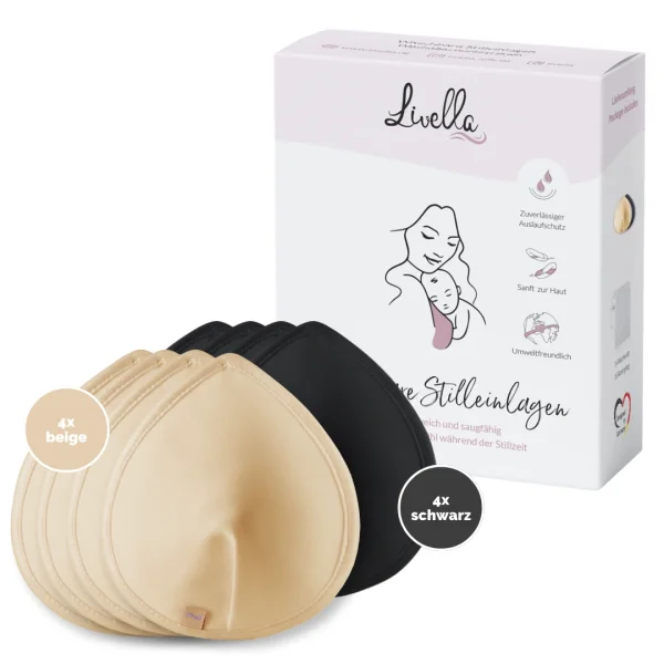 Livella waschbare Stilleinlagen 8 Stück (beige / schwarz)