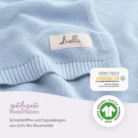 Livella Babydecke 100% Bio-Baumwolle helblau