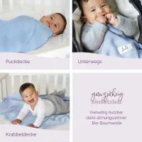 Livella Babydecke 100% Bio-Baumwolle helblau