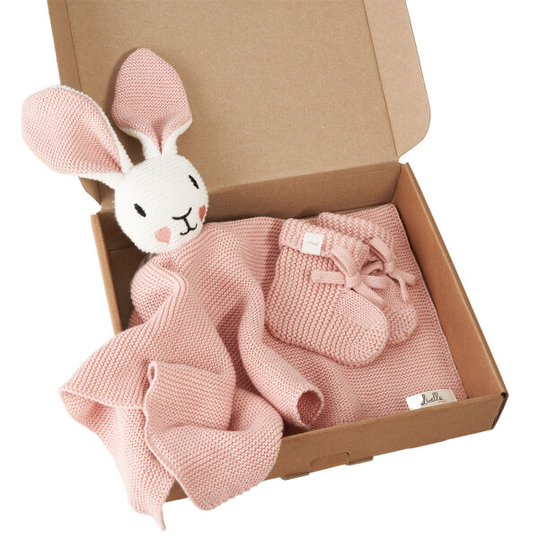 Livella Baby Comforter “Rabbit” with Socks (pink) - Organic Cotton