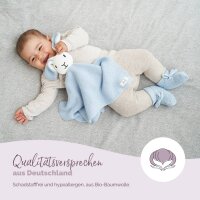 Livella Kuscheltuch Hase mit Söckchen (hellblau) aus Bio-Baumwolle