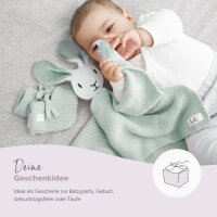 Livella Kuscheltuch Hase mit Söckchen (mint) aus Bio-Baumwolle