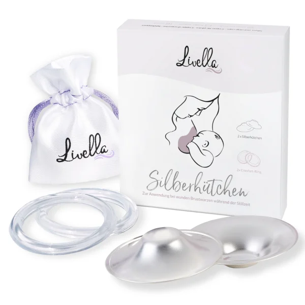 Livella Silver Nursing Cups with Comfort Rings (1 pair)